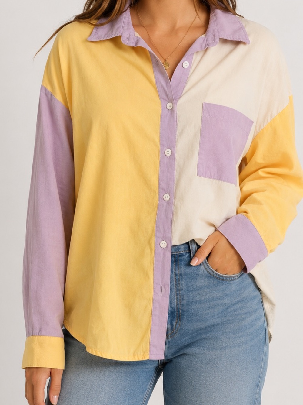 Colorblock Button-Down Shirt